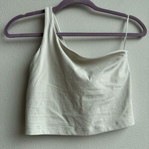 Lululemon Ribbed Nulu Asymmetrical One Shoulder Cropped Tank Ivory Cream Size 4